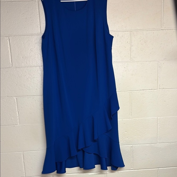 Calvin Klein Dresses & Skirts - Calvin Klein Blue Asymmetrical Ruffled Sheath Dress